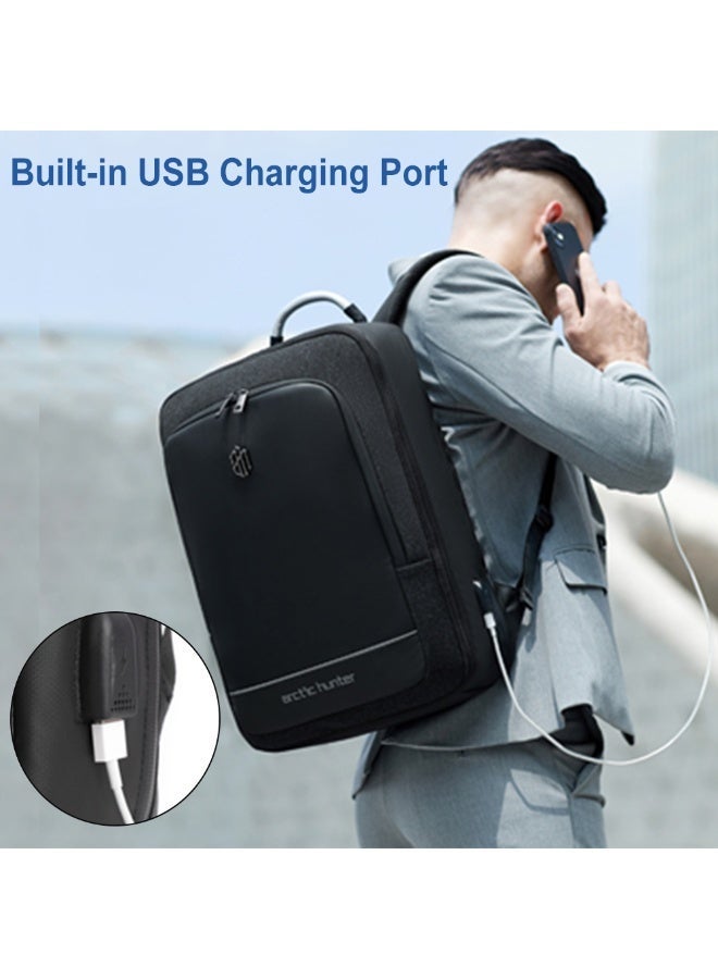 أركتيك هانتر حقيبة ظهر للسفر من أركتيك هانتر للرجال مع منفذ USB، سعة 41 لترًا، جيب ملابس قابل للتوسيع، حقيبة ظهر للكمبيوتر المحمول مقاس 17 بوصة، مناسبة للرحلات القصيرة. - Image 2